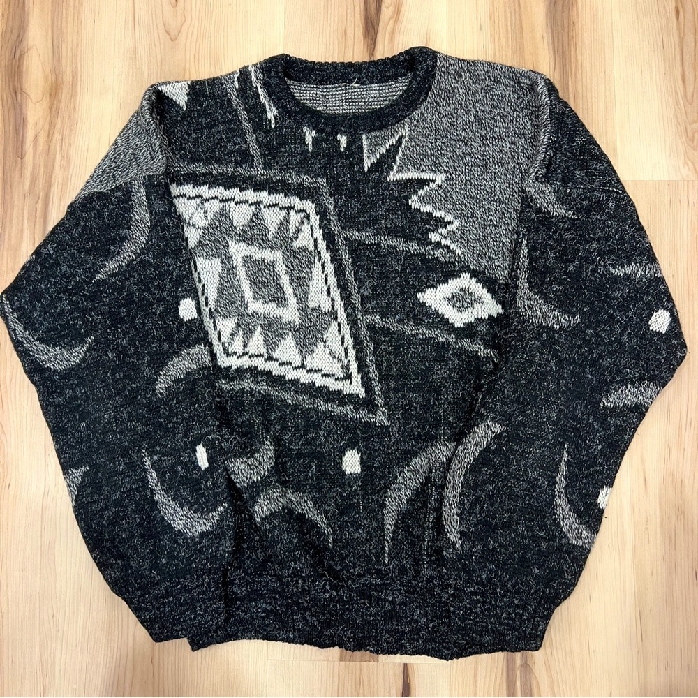 Vintage 90s Patterned Crewneck Sweater Size XL